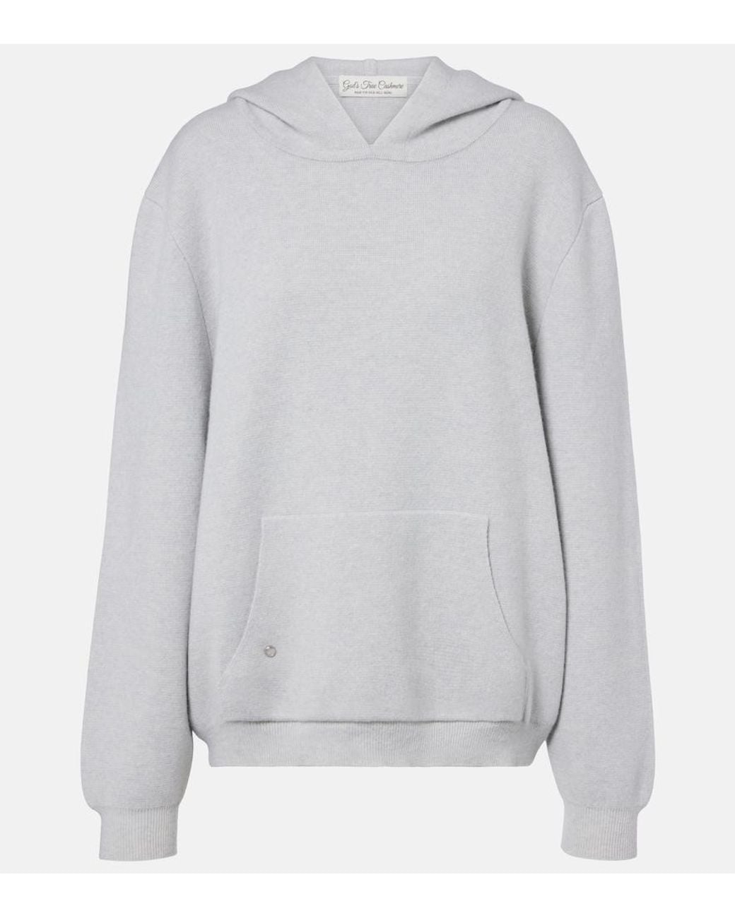 God's True Cashmere Gray Cashmere Hoodie With Rose Quartz