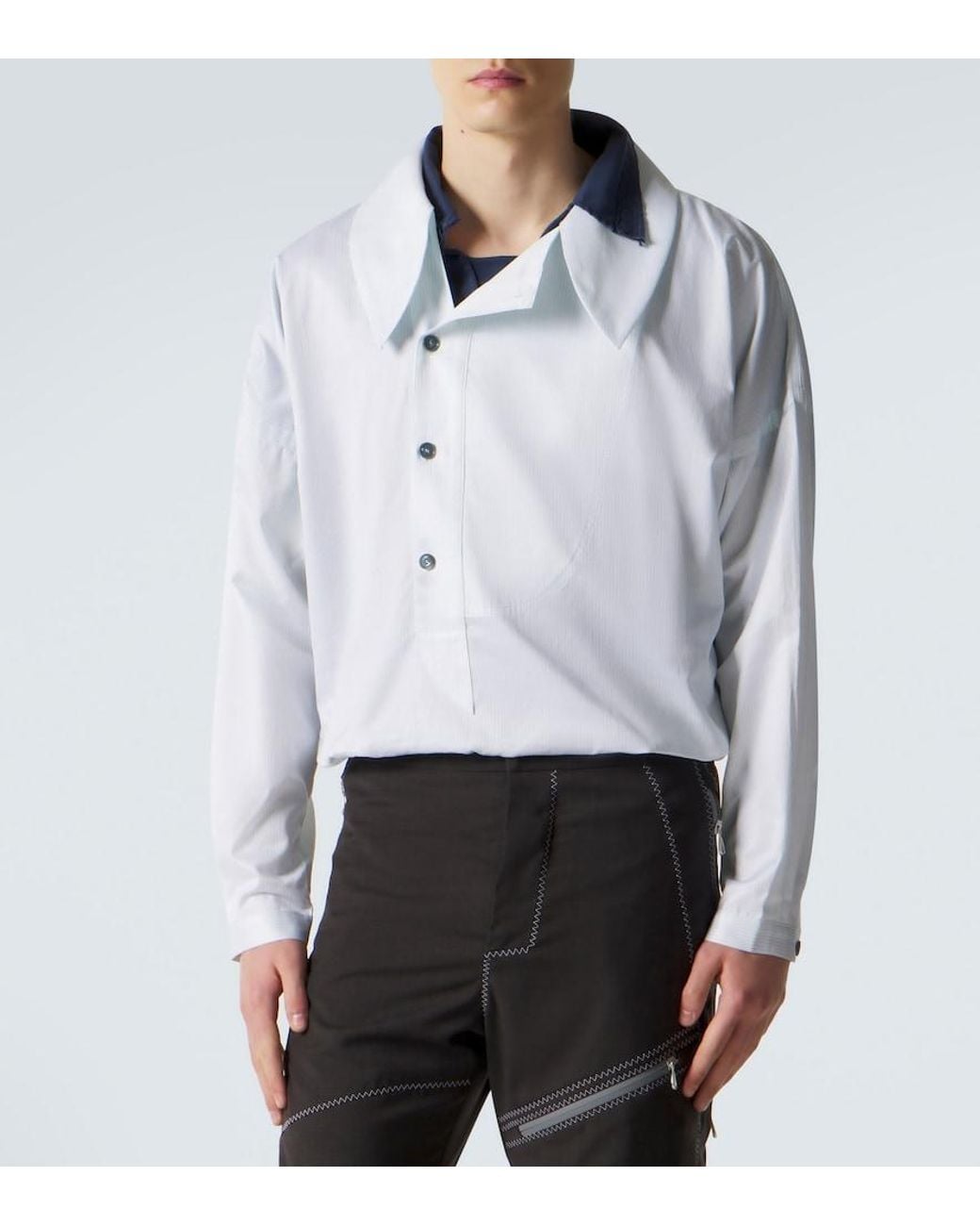 Kiko Kostadinov Blue Kest Striped Cotton Shirt for men