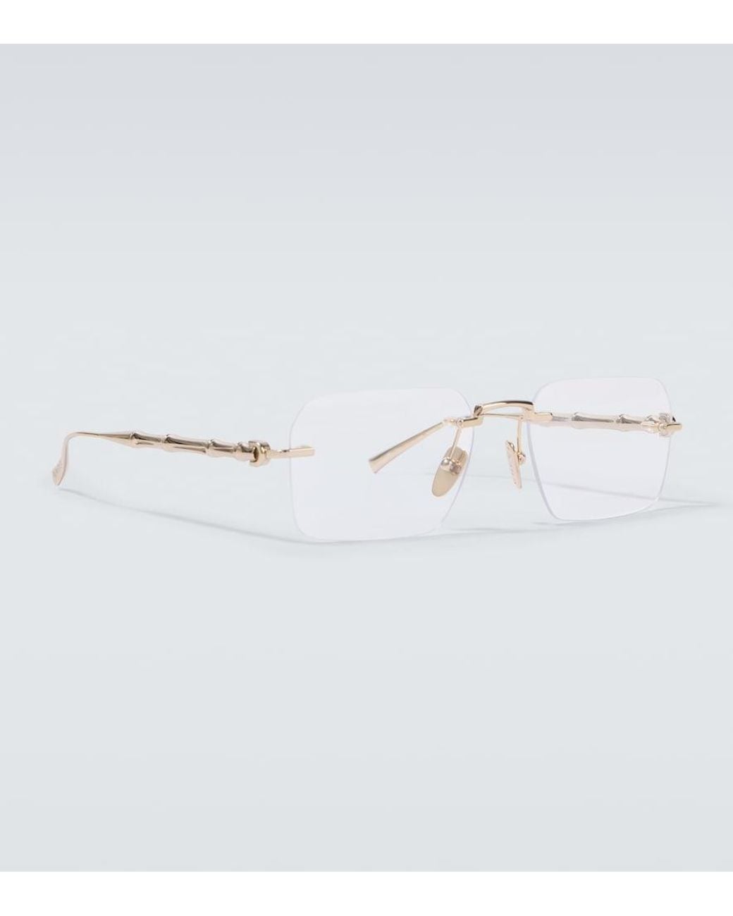 Gucci White Bamboo Round Glasses for men
