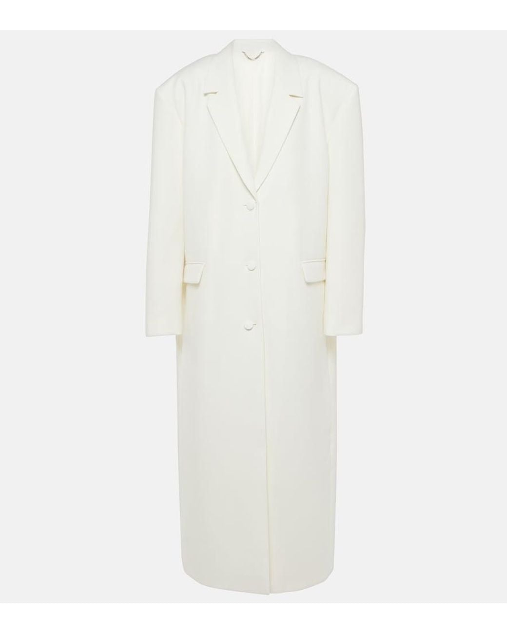 Magda Butrym White Single-Breasted Wool Coat