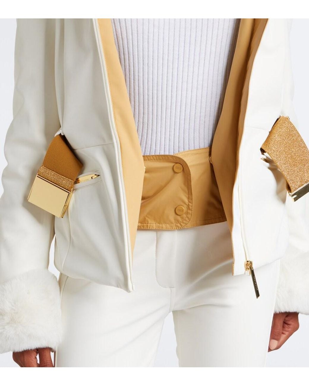 Goldbergh White Prezioso Belted Hooded Technical Ski Jacket