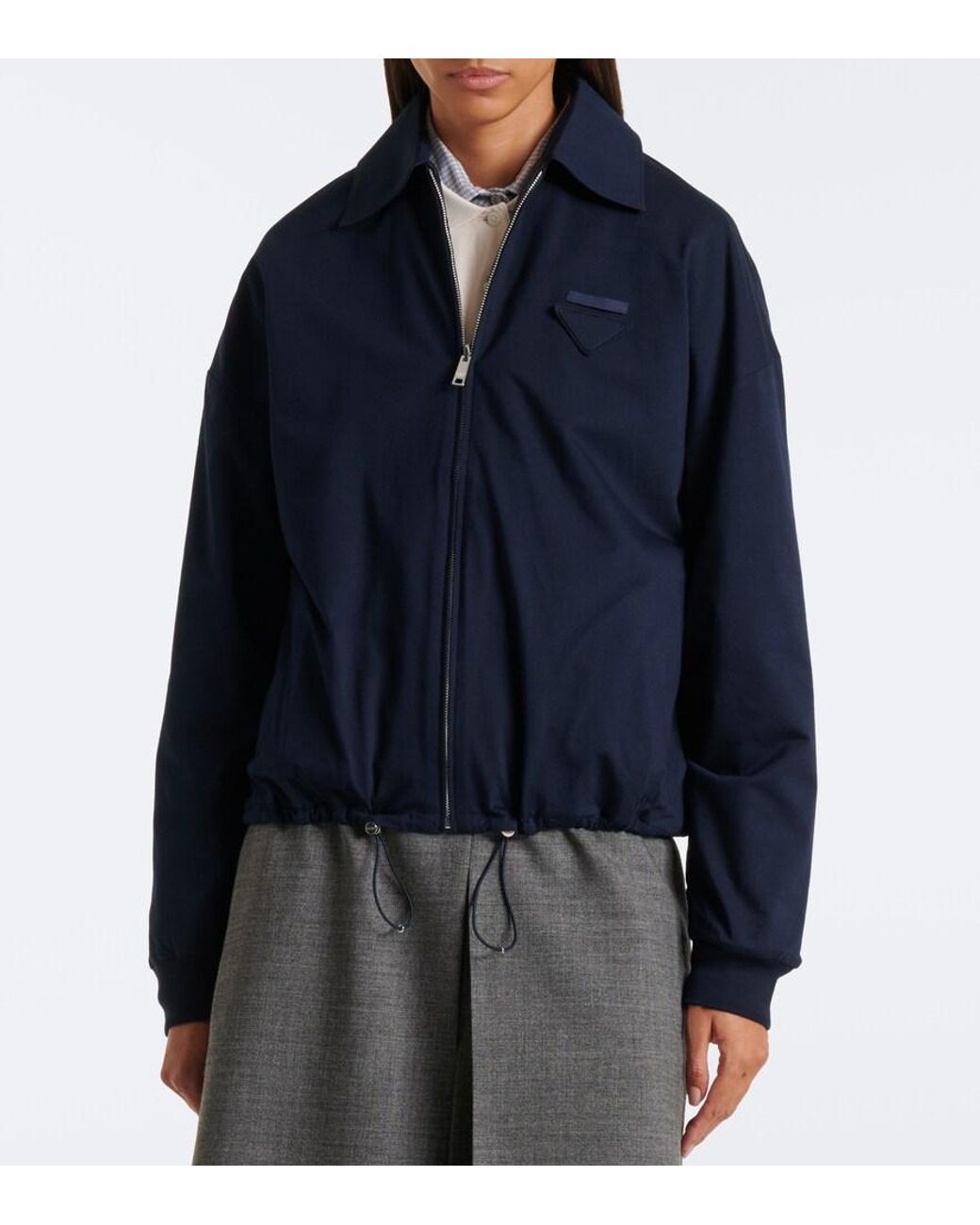 Prada Blue Reversible Re-Nylon And Jersey Blouson Jacket