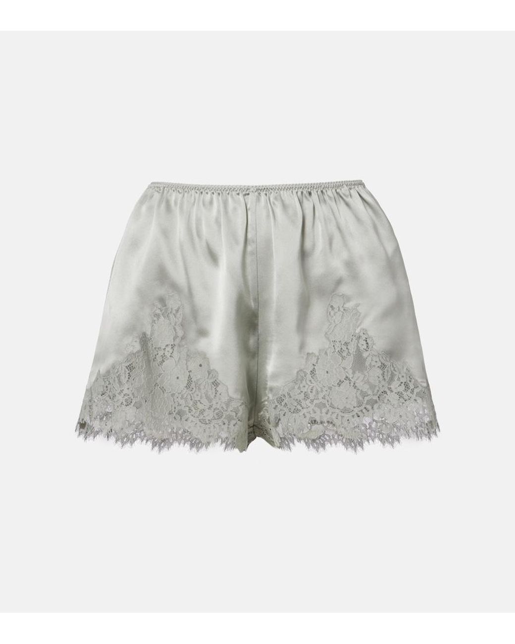 Doen Gray Iona Lace-Trimmed Silk Shorts
