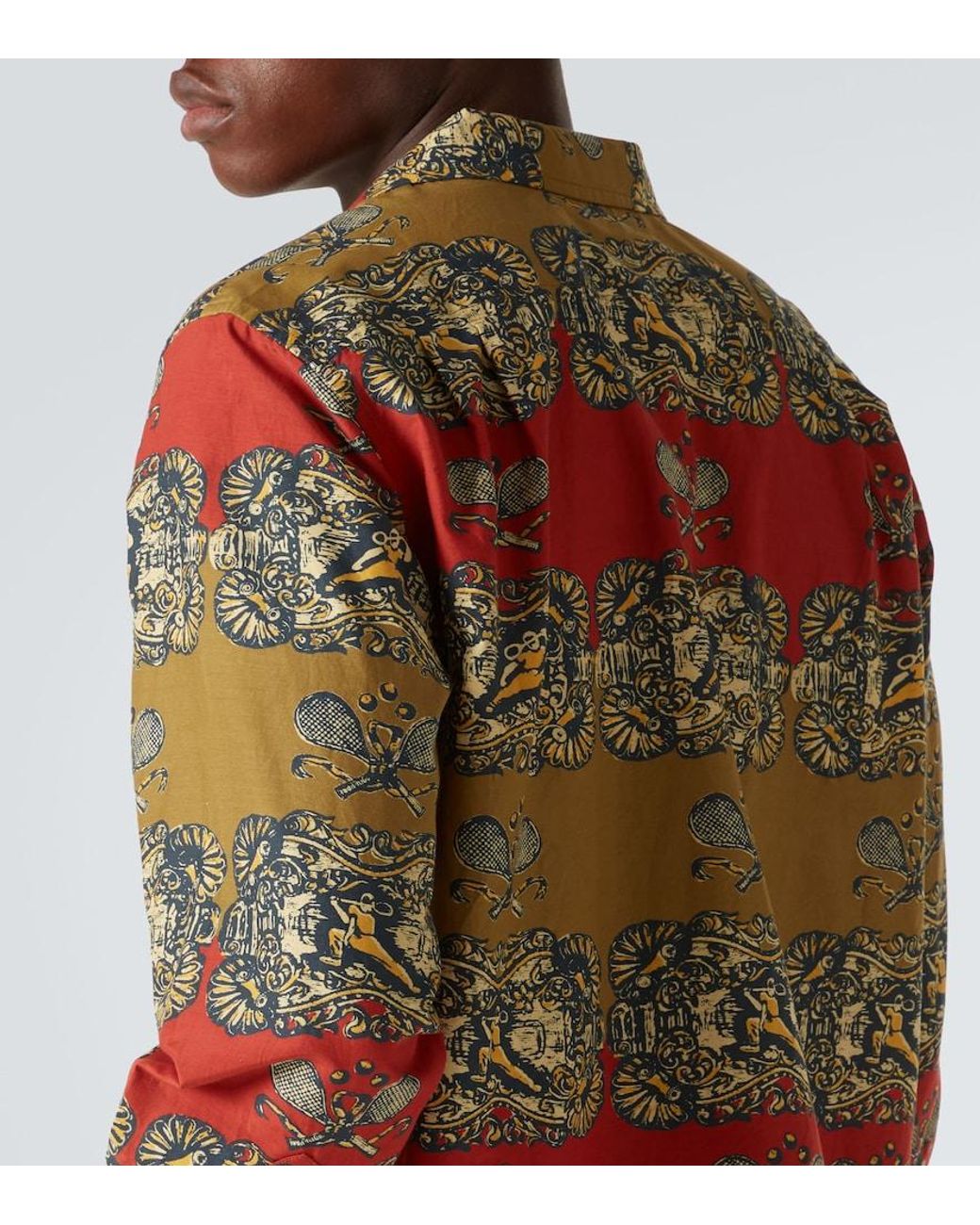 Bode Multicolor Tennis Court Printed Cotton And Silk Shirt for men