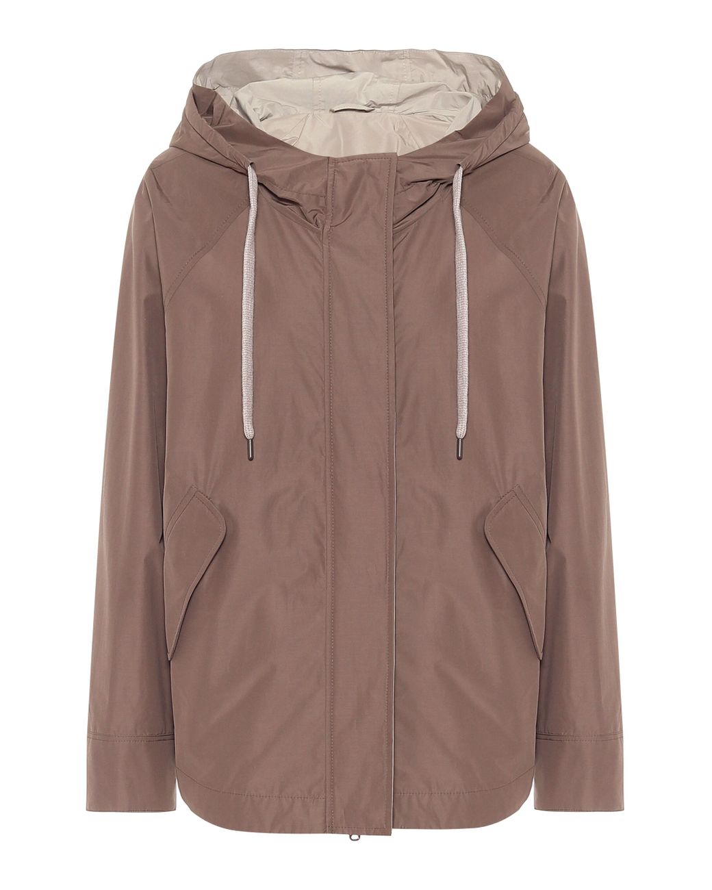 Brunello Cucinelli Hooded Cotton-blend Jacket in Brown - Lyst