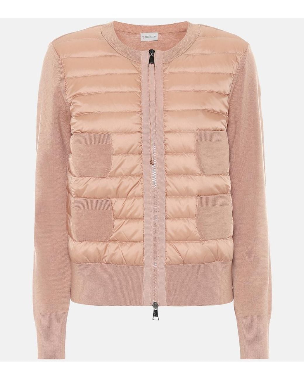 Moncler Pink Virgin Wool Jacket With Feather-down Padding