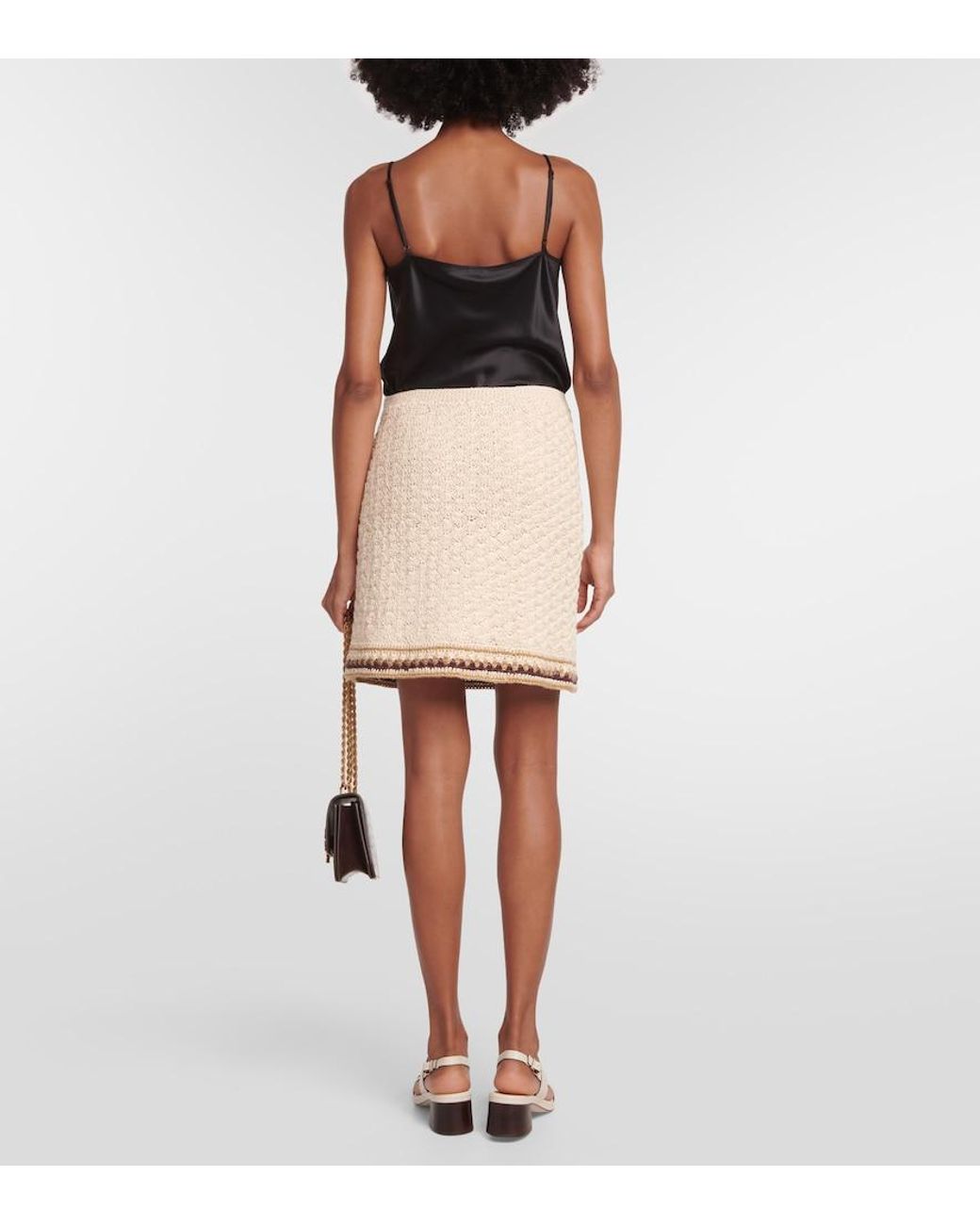 Tory Burch Natural High-Waisted Knitted Skirt
