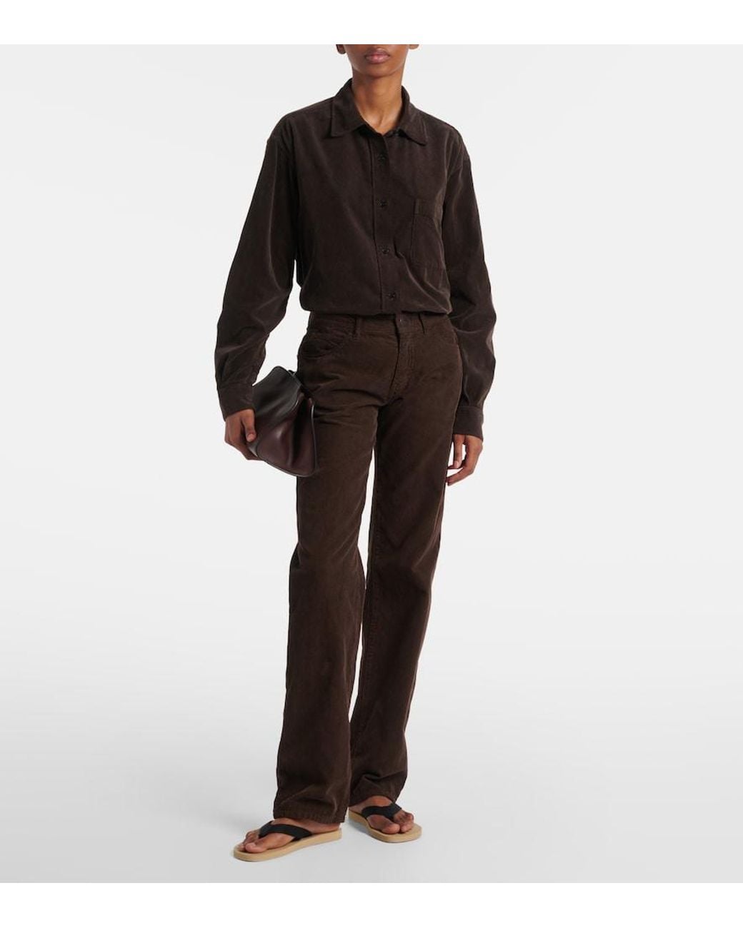 The Row Brown Nesson Cotton Shirt