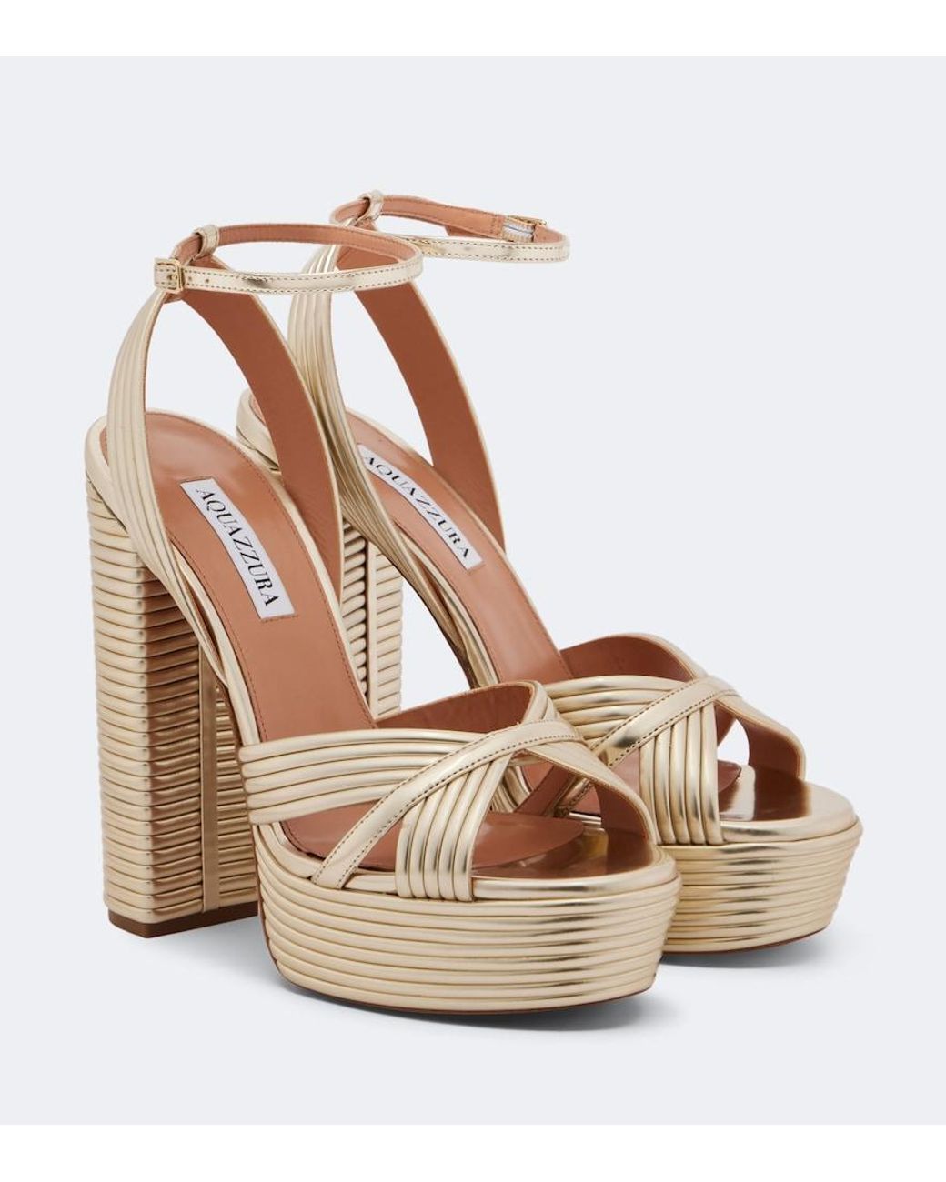 Aquazzura Metallic Sundance Leather Platform Sandals