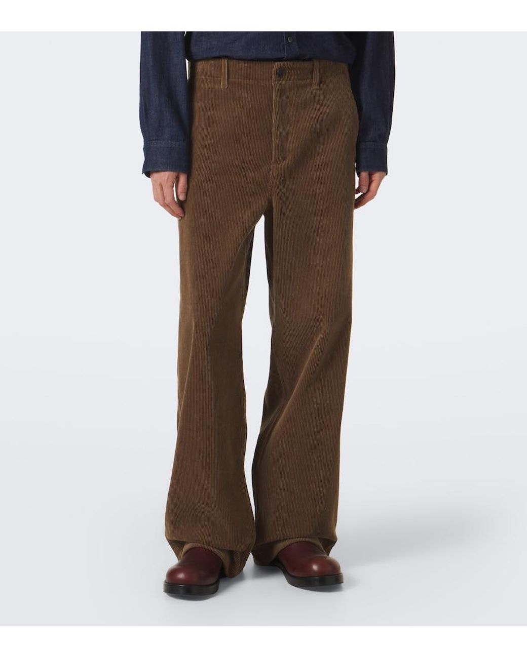 Jil Sander Brown Cotton Corduroy Wide-Leg Pants for men