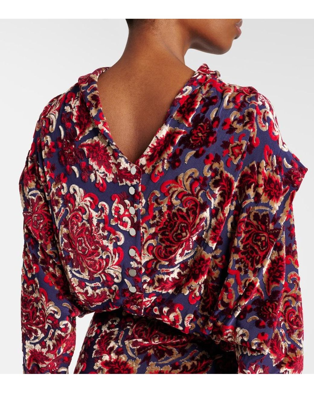 Rabanne Red Draped Jacquard Maxi Dress