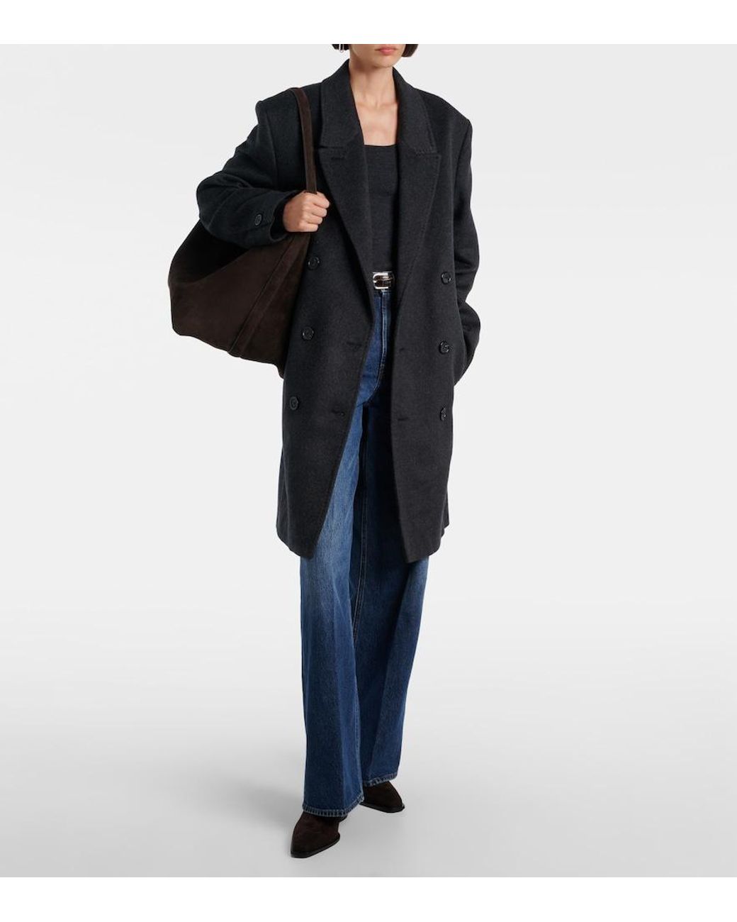 Totême Blue Compact Wool-Blend Sweater