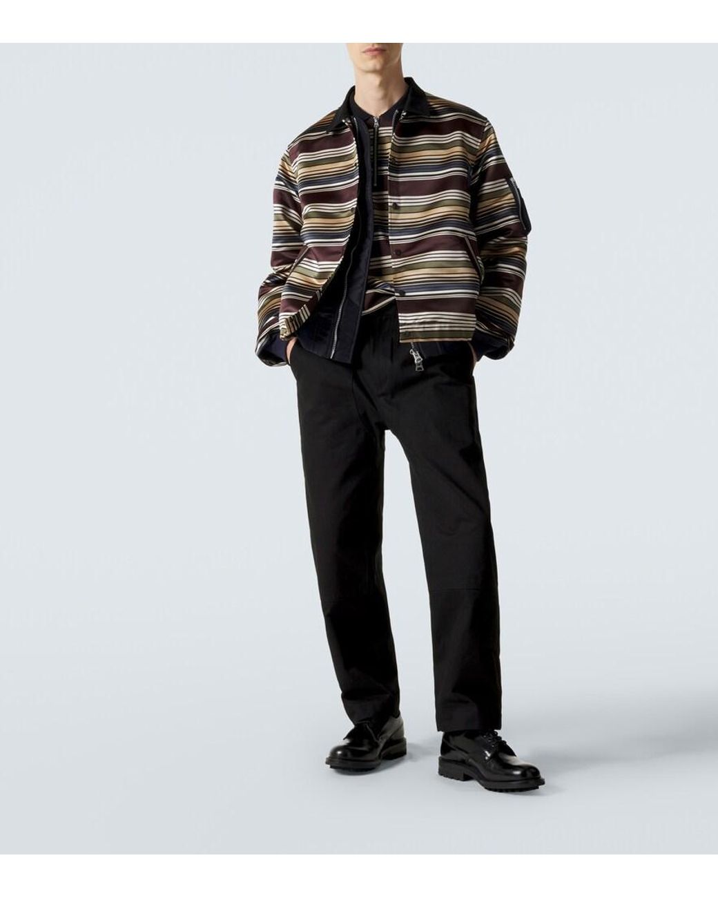 Sacai Black Striped Blouson Jacket for men