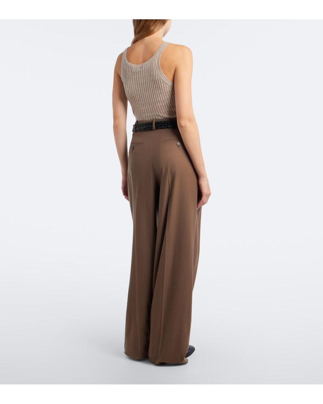 Ralph Lauren Brown Clarice Wool-Blend Wide-Leg Pants