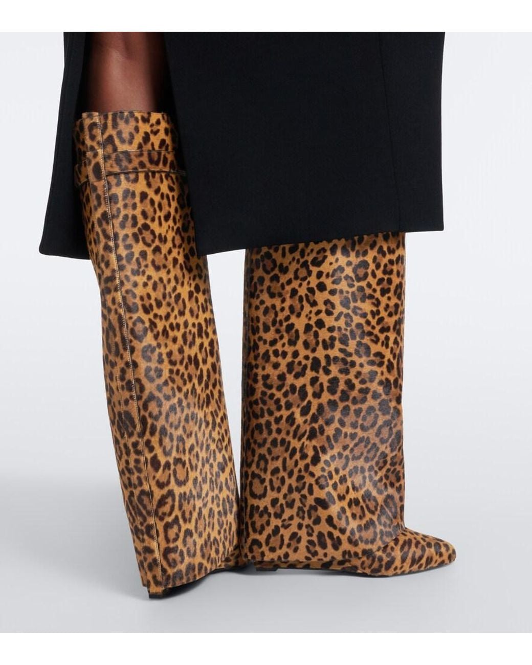 Givenchy Brown Shark Pinch Calf Hair Knee-High Boots