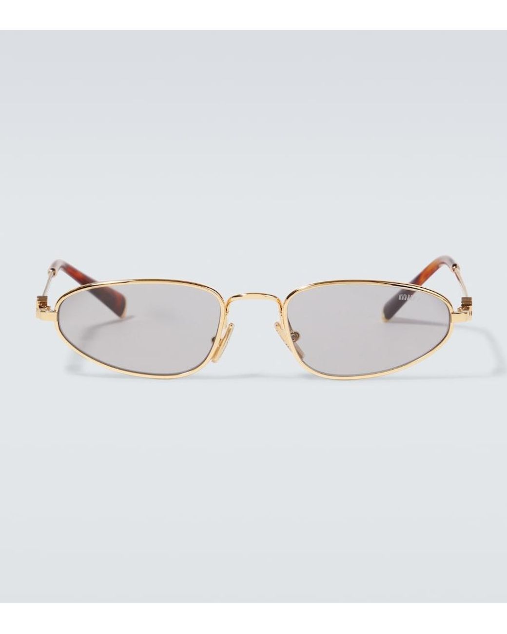 Miu Miu Logo Oval Sunglasses in Metallic for Men | Lyst UK