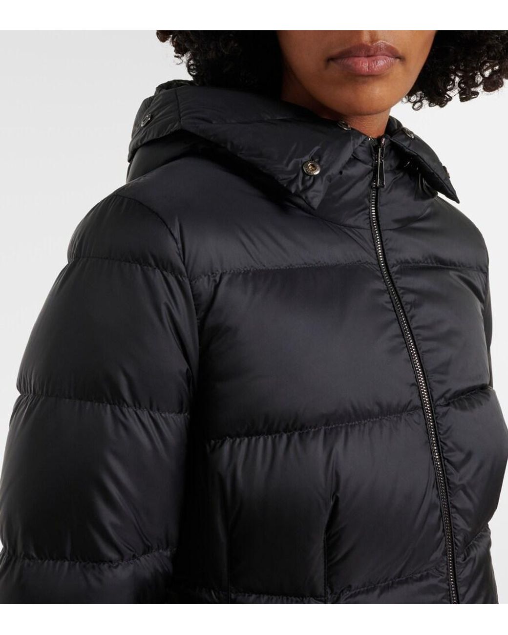 Moncler Black Boed Shearling-Trimmed Down Jacket