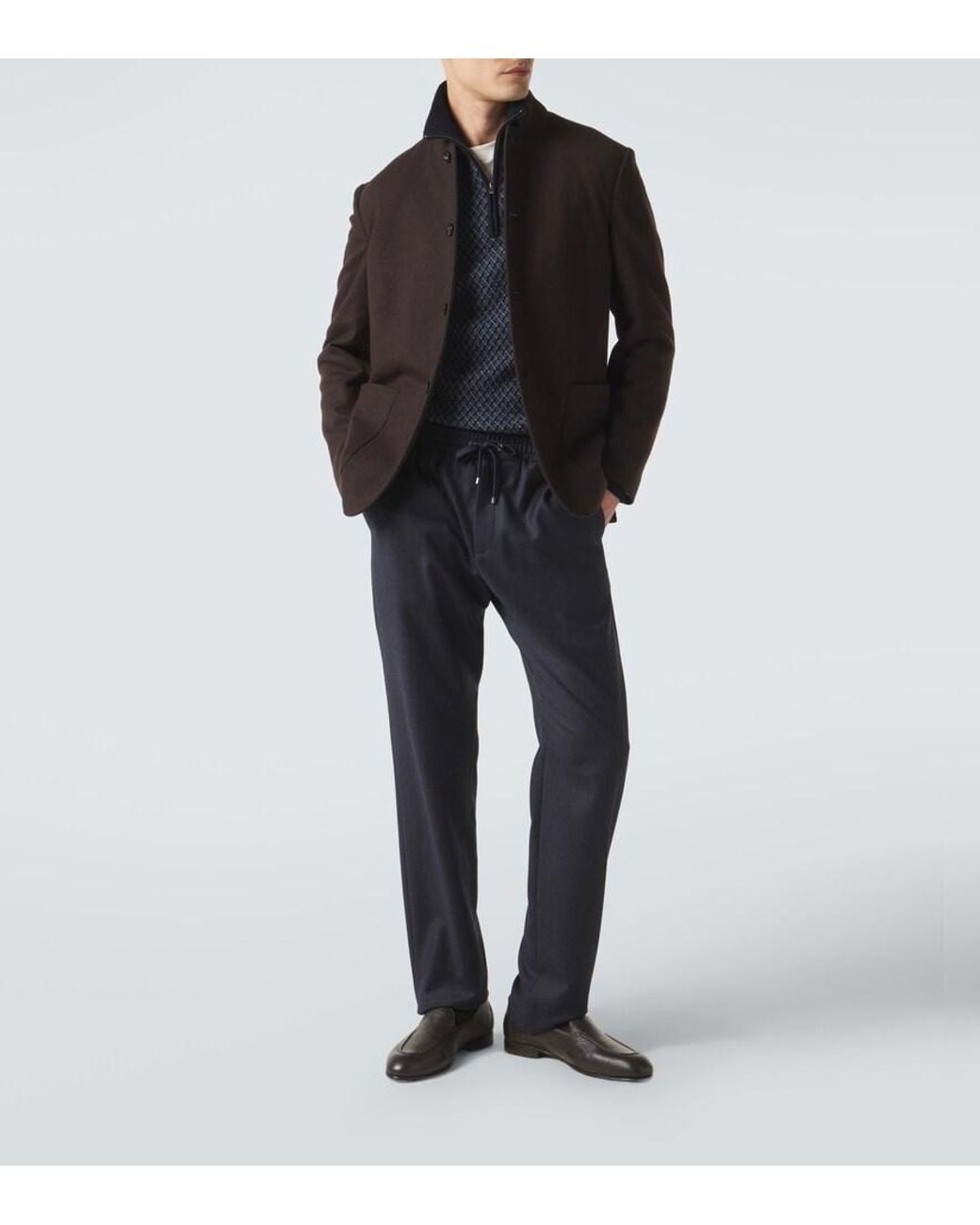 Agnona Blue Wool Straight Pants for men