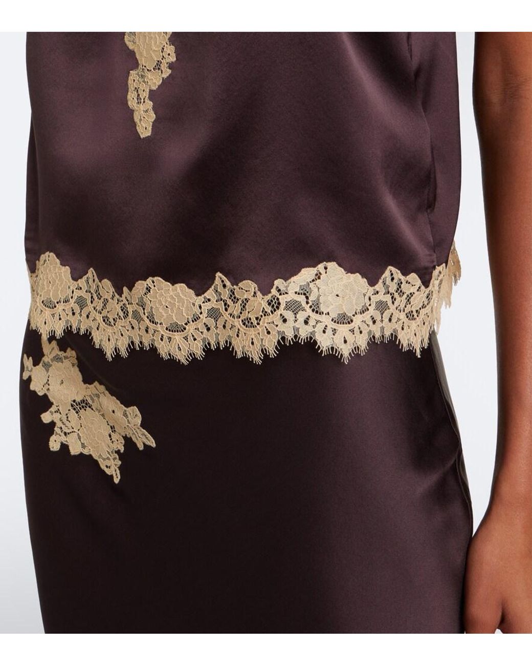Doen Brown Kira Lace-Trimmed Silk Satin Camisole