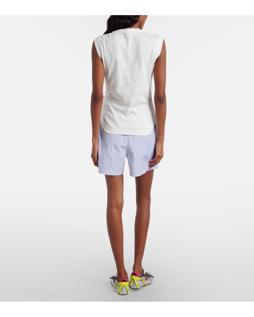 The Attico Blue Striped Cotton Shorts