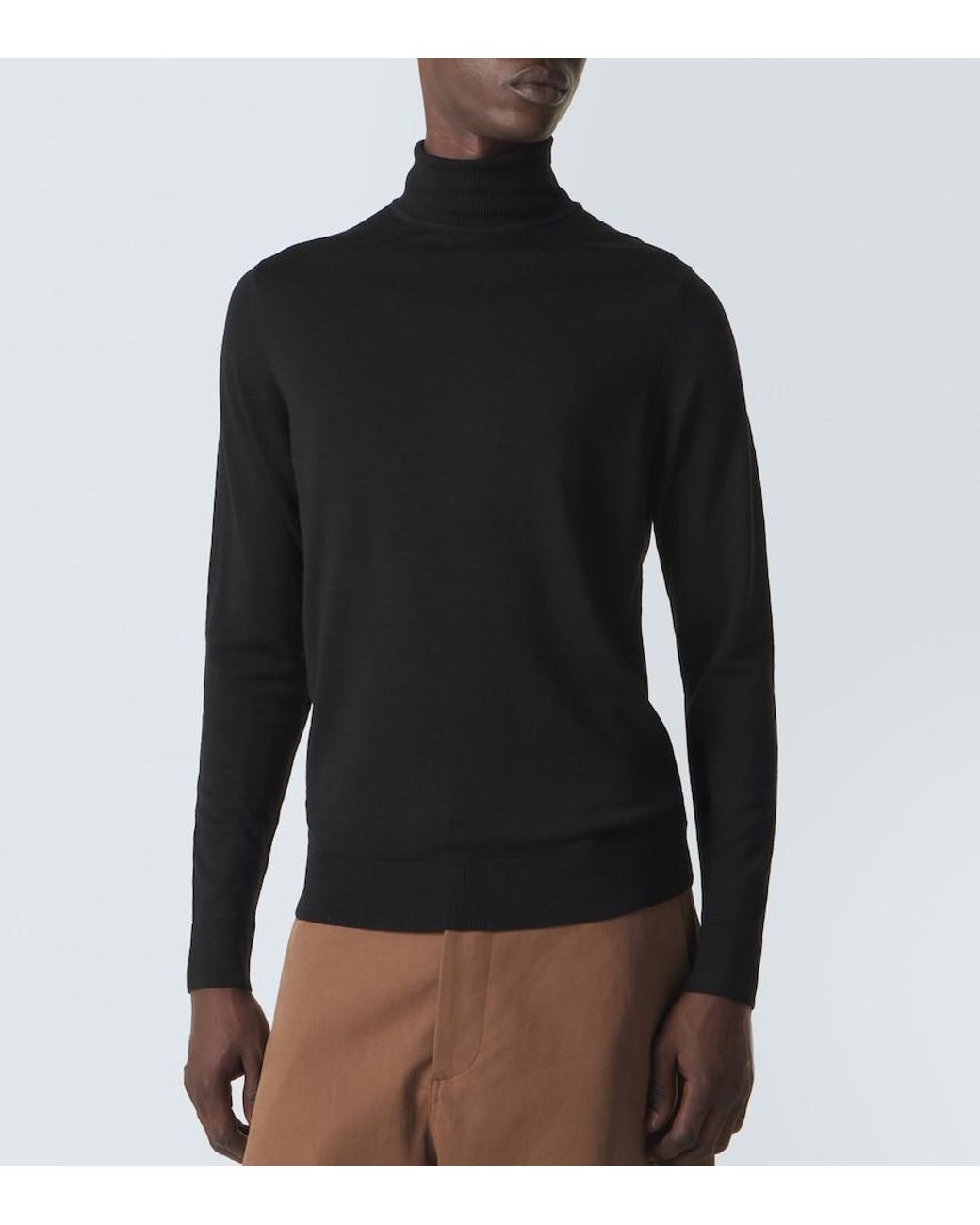 Sunspel Black Wool Turtleneck Sweater for men
