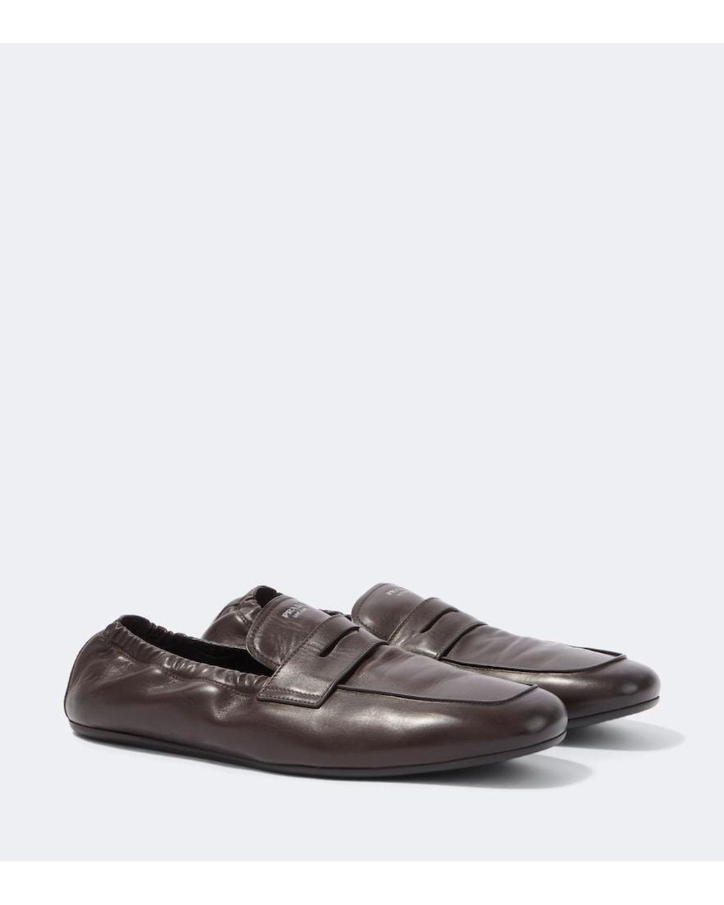 Prada Brown Leather Penny Loafers for men