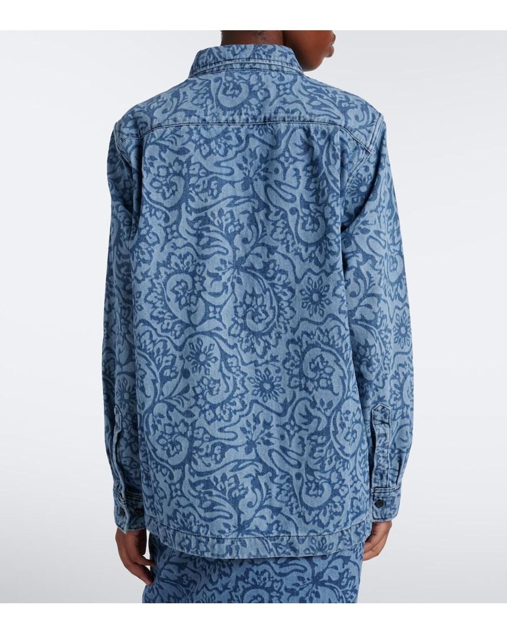 Dries Van Noten Blue Floral Denim Overshirt