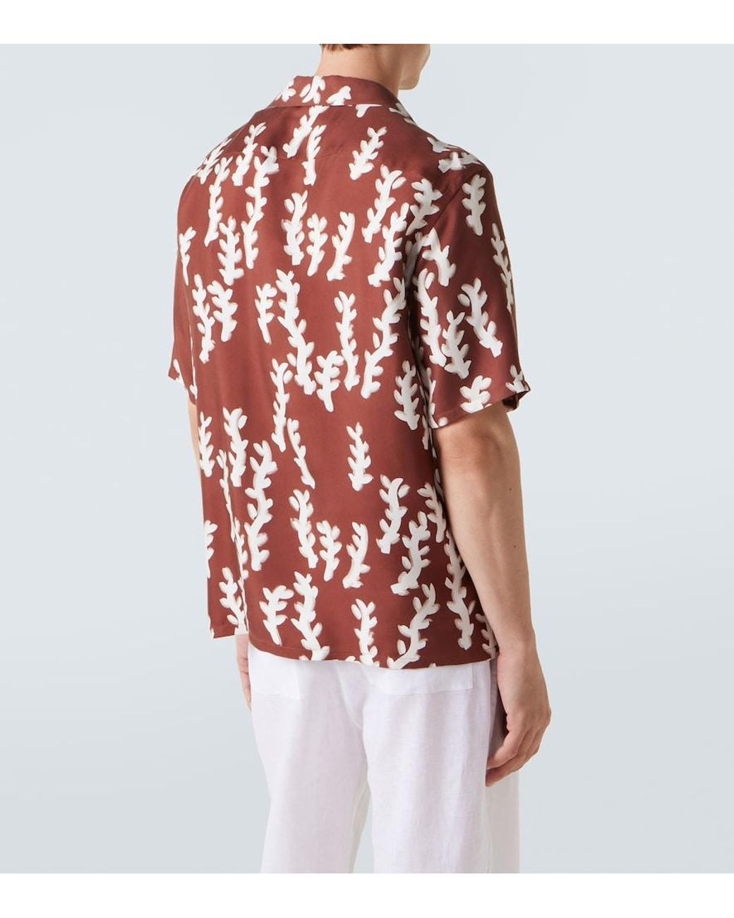 Zegna Red Printed Silk Bowling Shirt for men