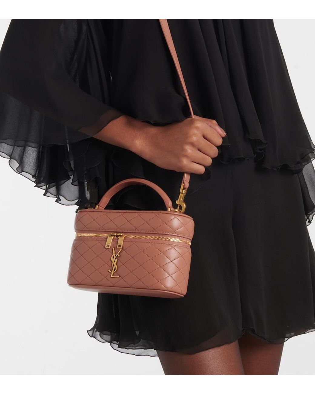 Saint Laurent Red Gaby Quilted Leather Vanity Bag