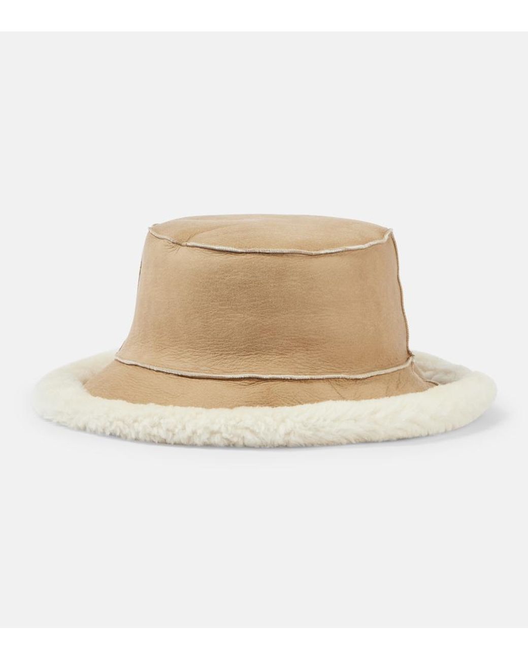 Brunello Cucinelli Natural Reversible Shearling Bucket Hat
