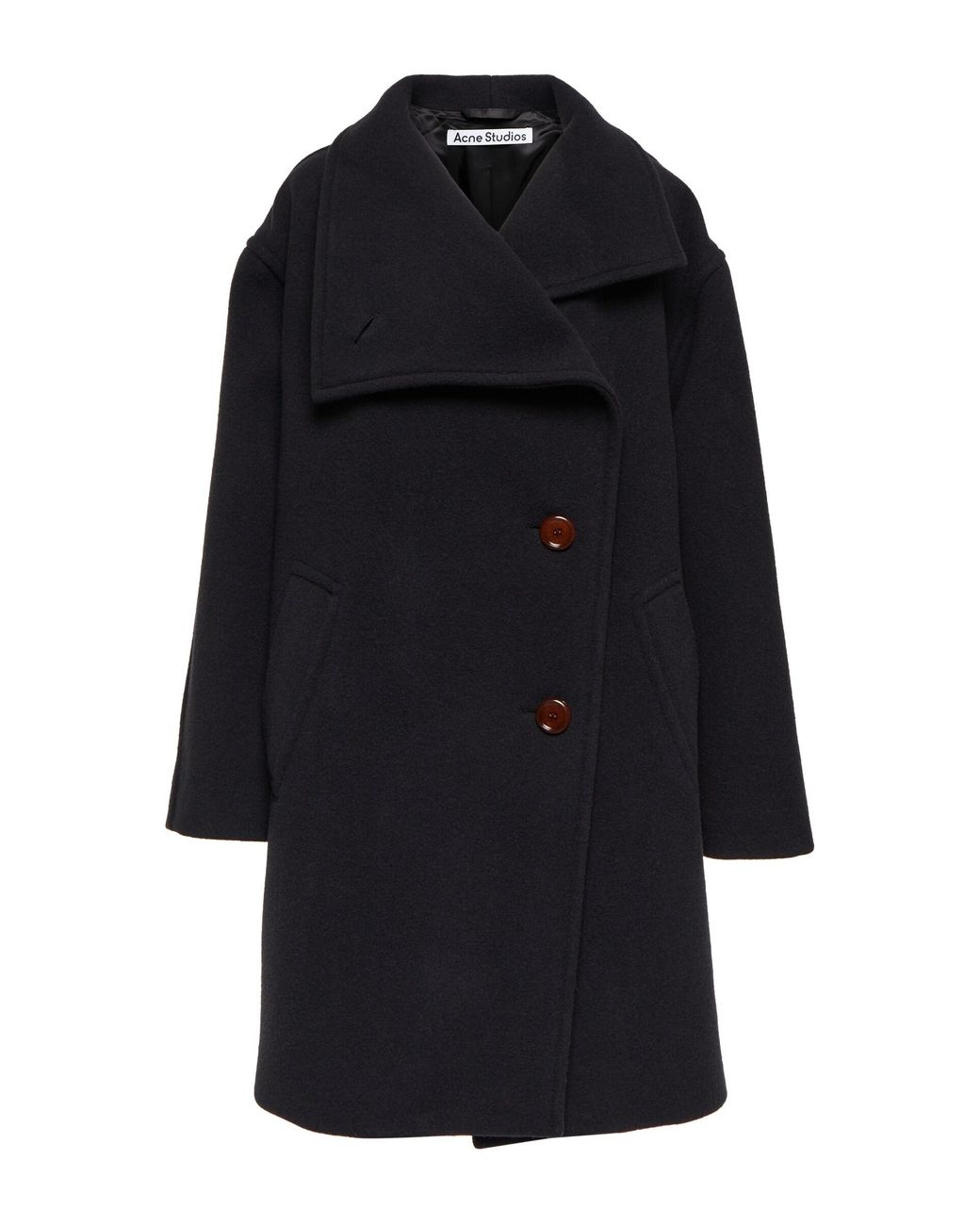 Acne Studios Funnel-neck Wool-blend Coat in Black | Lyst