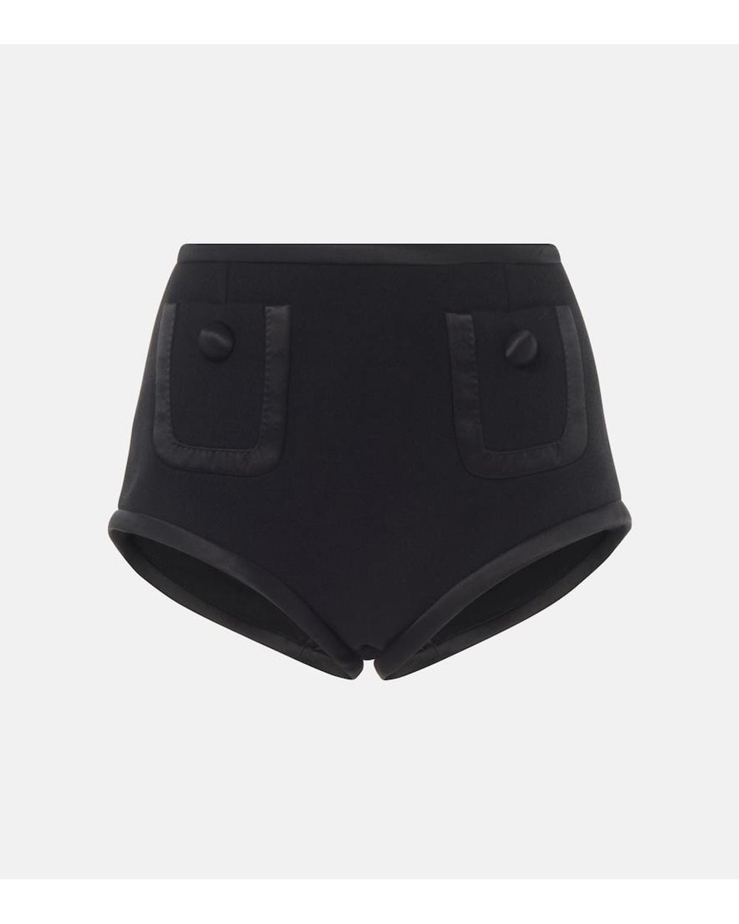 Dolce & Gabbana Black High-Rise Wool And Silk Shorts