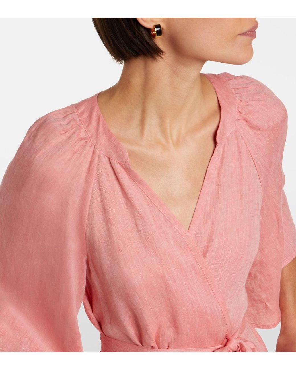Eres Pink Audacieuse Belted Linen Maxi Dress