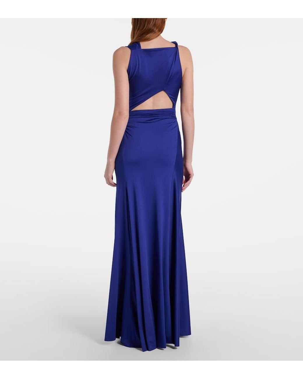Victoria Beckham Blue Asymmetric Draped Gown