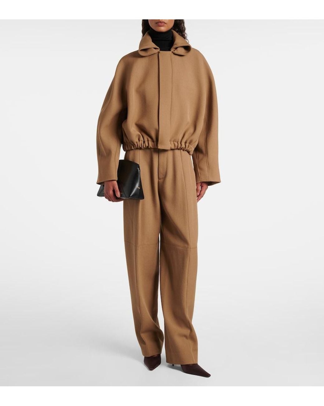 Victoria Beckham Natural High-Rise Virgin Wool Wide-Leg Pants