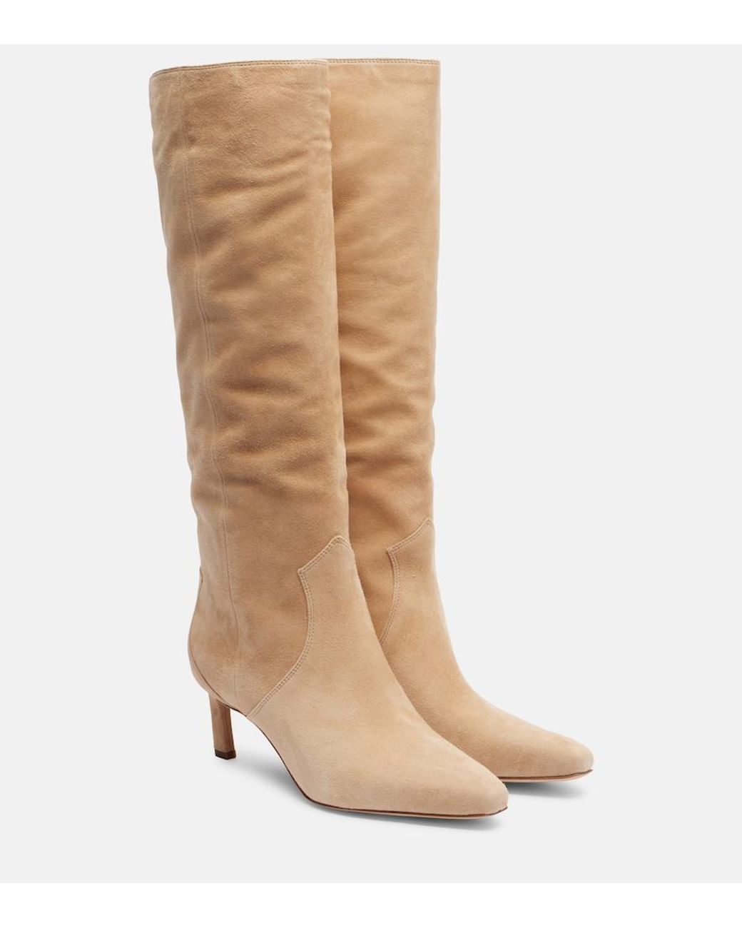Veronica Beard Natural Kinna 55 Suede Knee-High Boots