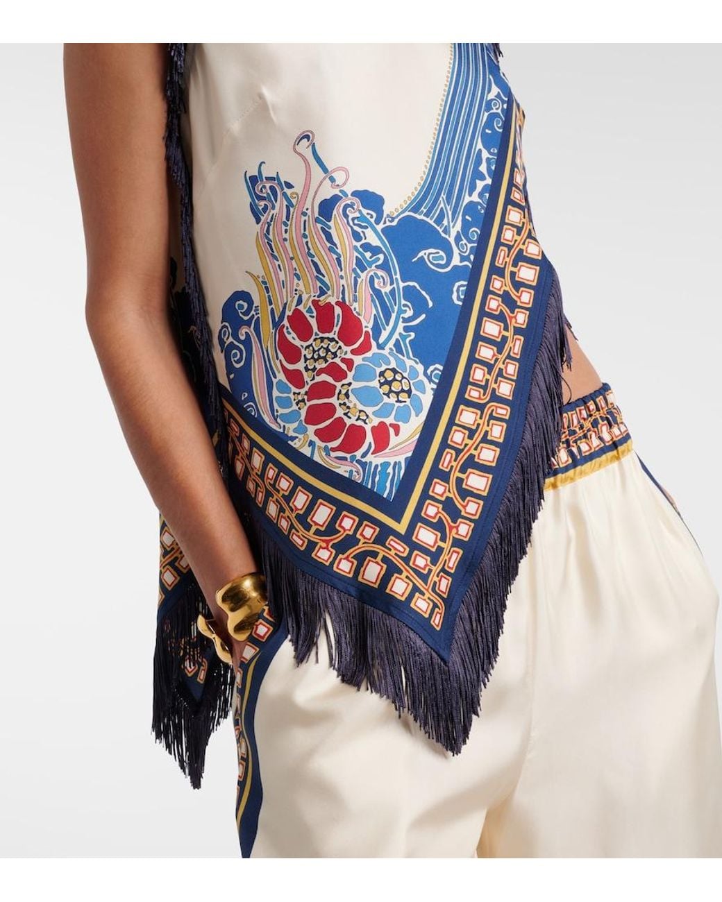 Top Imprime En Satin De Soie LaDoubleJ en coloris Blue