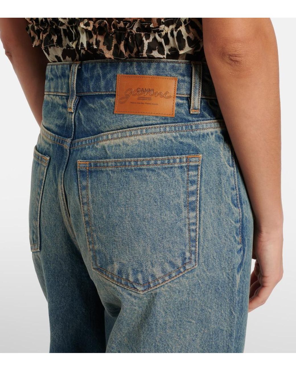 Ganni Blue Stary Barrel-Leg Jeans