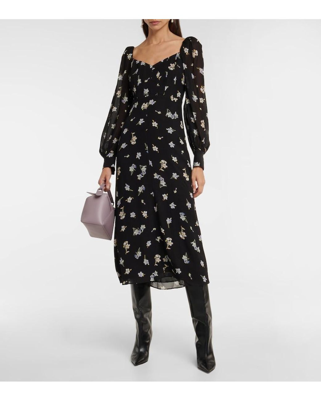 Dorothee Schumacher Black Midnight Blossom Midi Dress