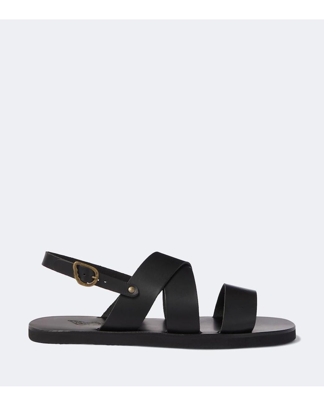 Ancient Greek Sandals Black Miltos Leather Slingback Sandals for men