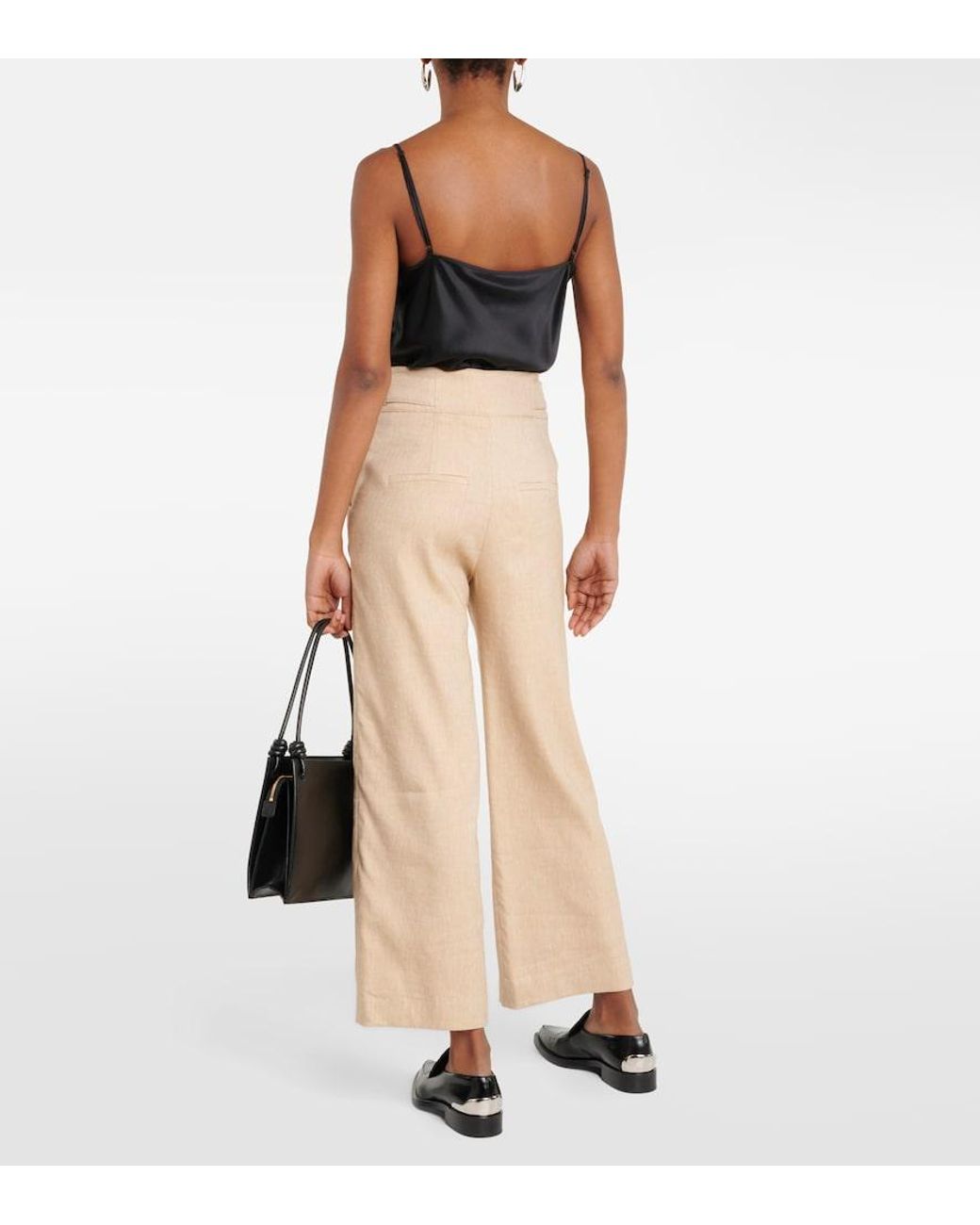 Veronica Beard Natural Aubrie Linen-Blend Cropped Pants