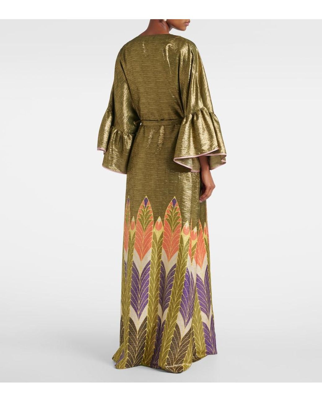 Valentino Green Printed Silk-Blend Gown