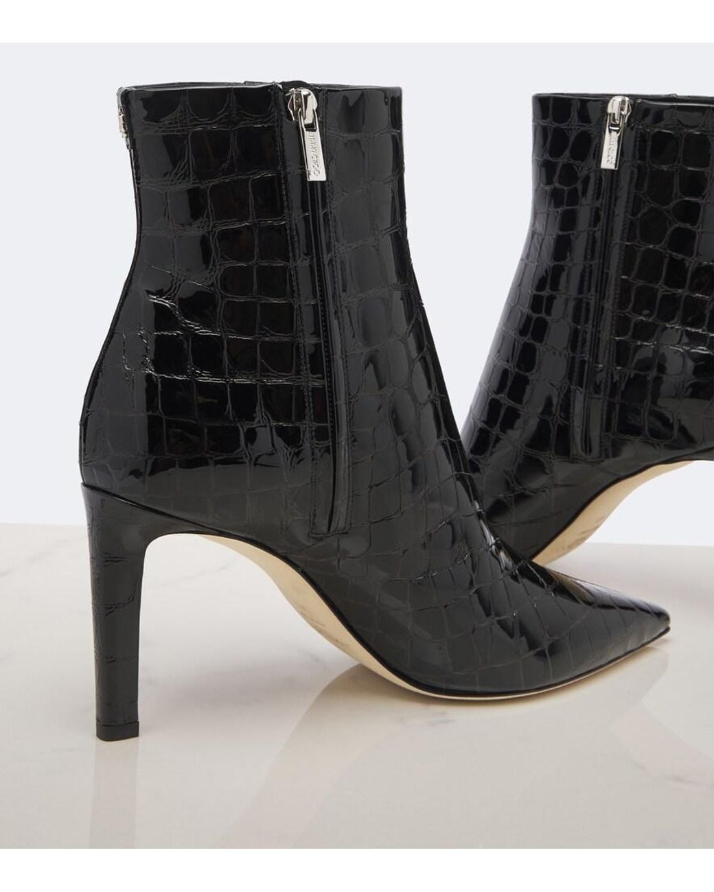 Jimmy Choo Black Frankie Croc-Effect Leather Ankle Boots