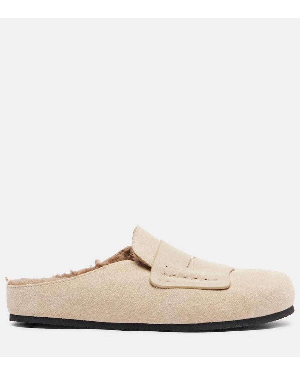 Jacquemus White Shearling-Lined Suede Mules