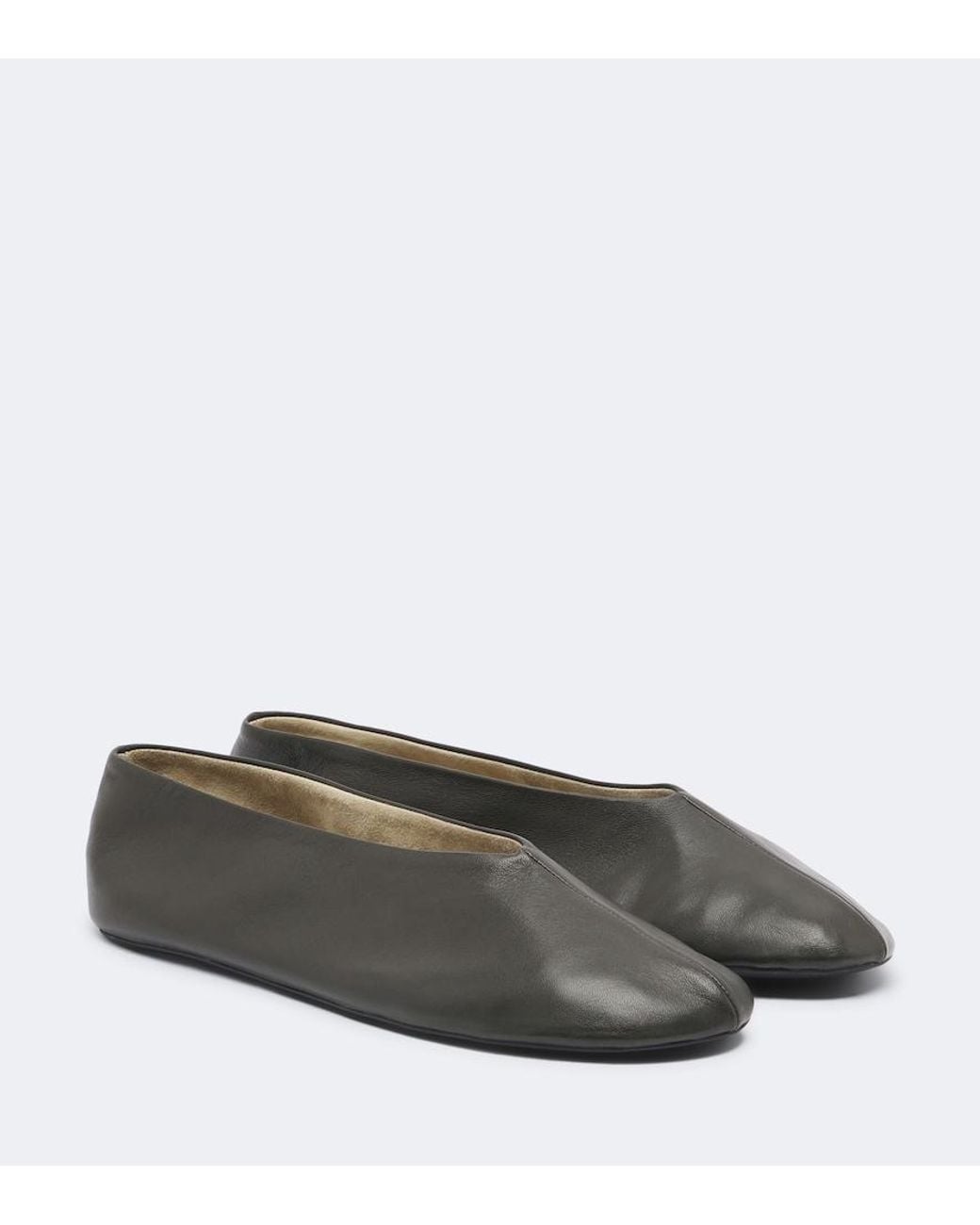 The Row Gray Stella Leather Ballet Flats