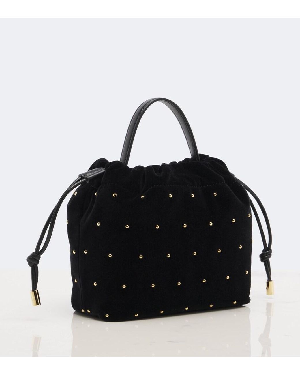 Chloé Black Icons Mini Studded Velvet Shoulder Bag