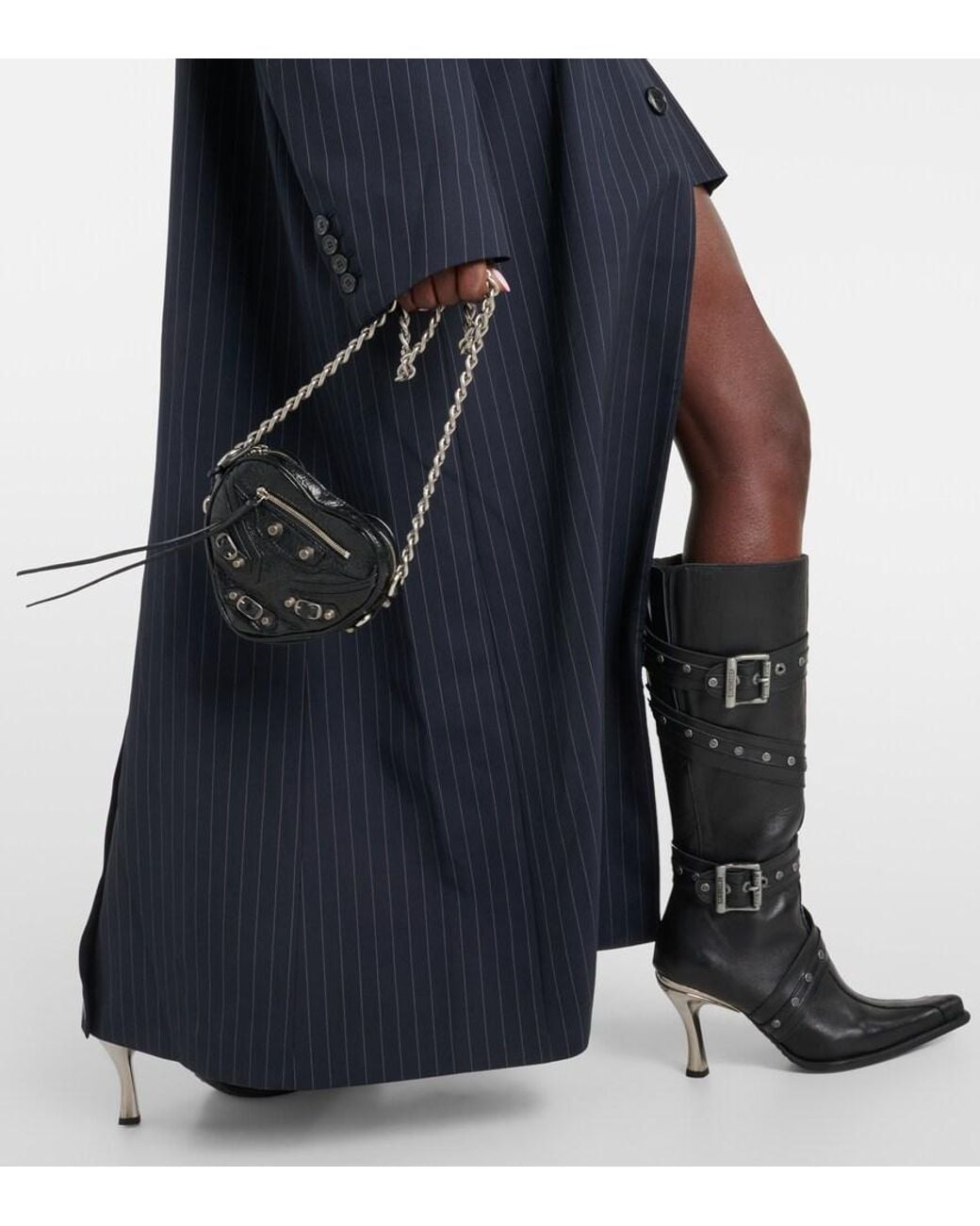 Vetements Blue Oversized Pinstriped Wool Coat