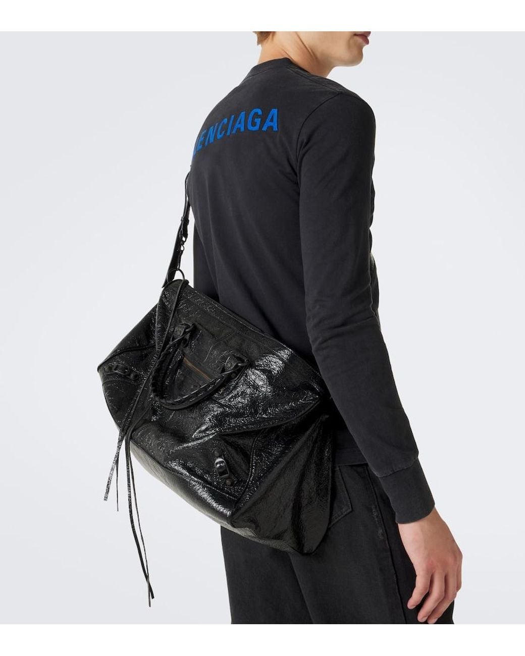 Balenciaga Black Le City Leather Tote Bag for men