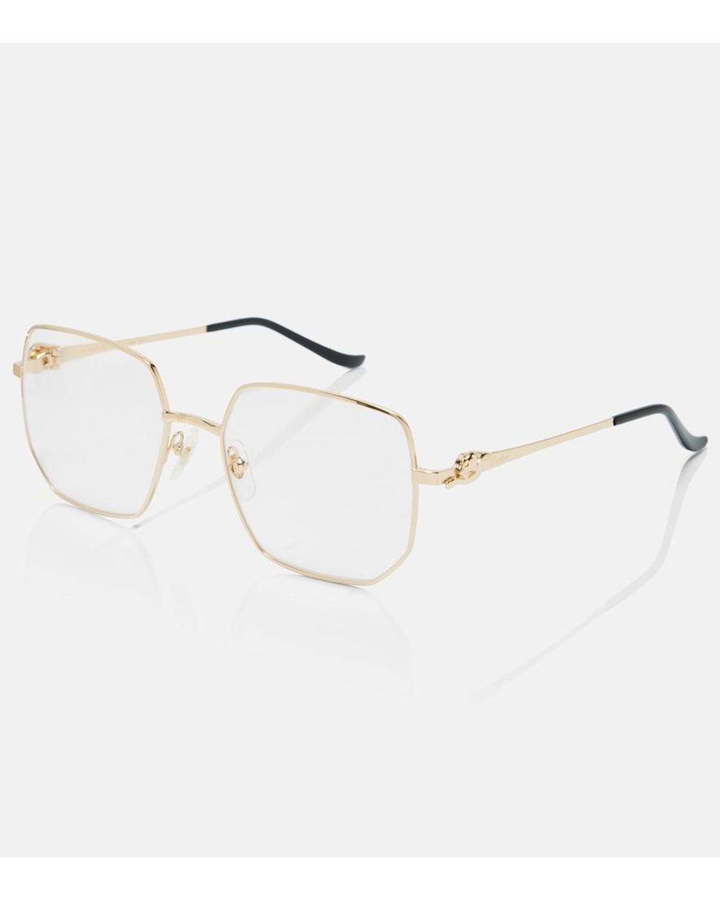 Cartier Metallic Eckige Brille Panthere De Cartier