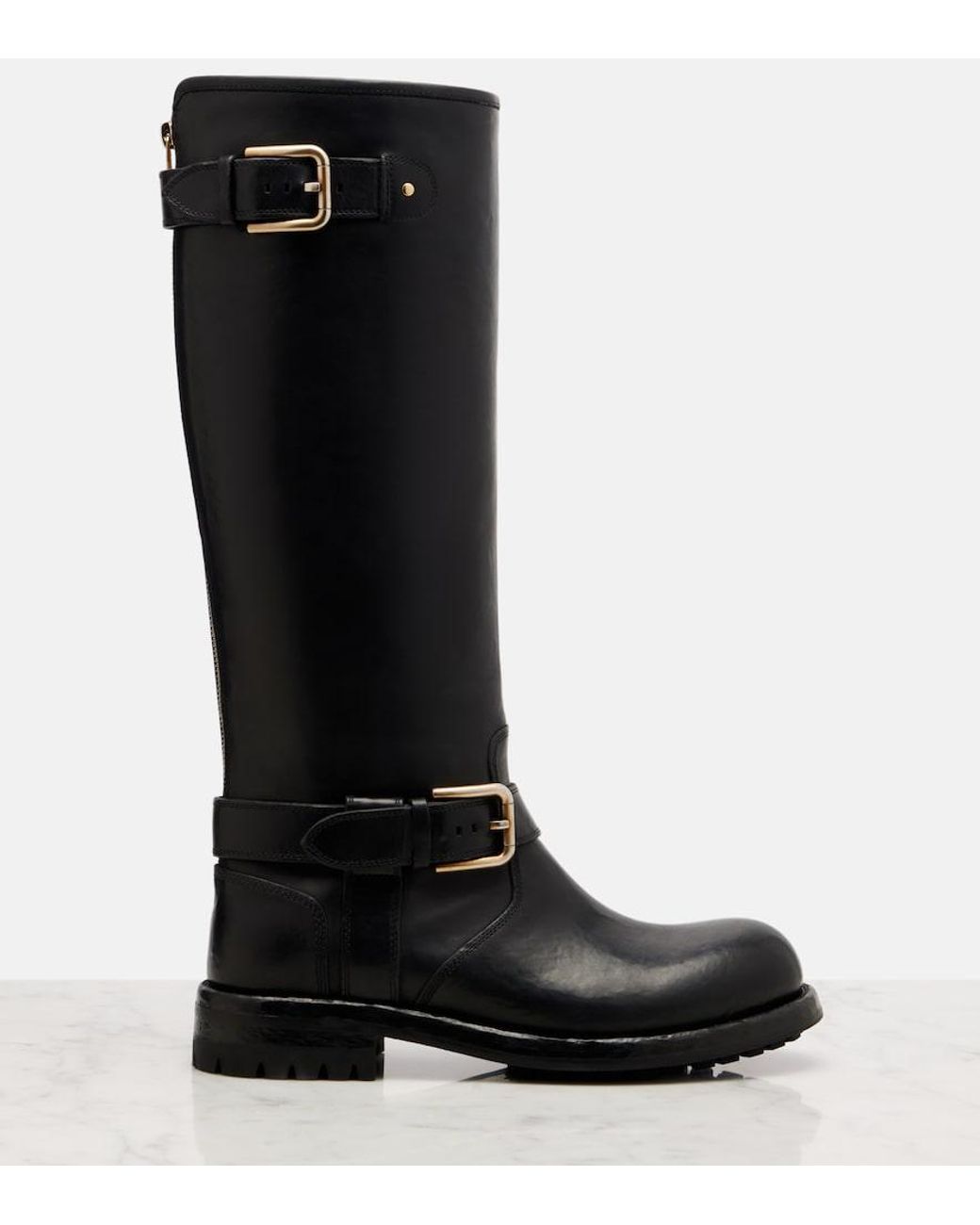 Dolce & Gabbana Black Leather Biker Boots